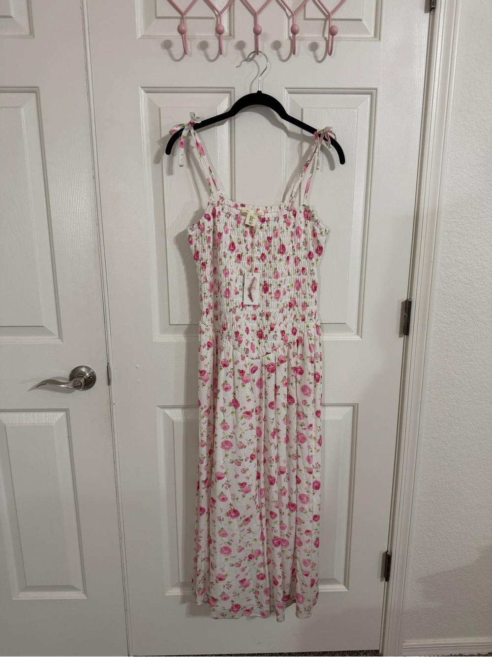 NWT Jessica Simpson XL Pink Rose Floral Smocked Midi Dress Coquette